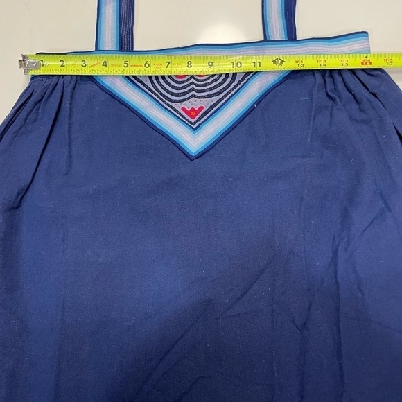 VTG Retro Boho Cotton Summer Dress Blue Rainbow MIDI Tank Coastal Grandma - Picture 13 of 14